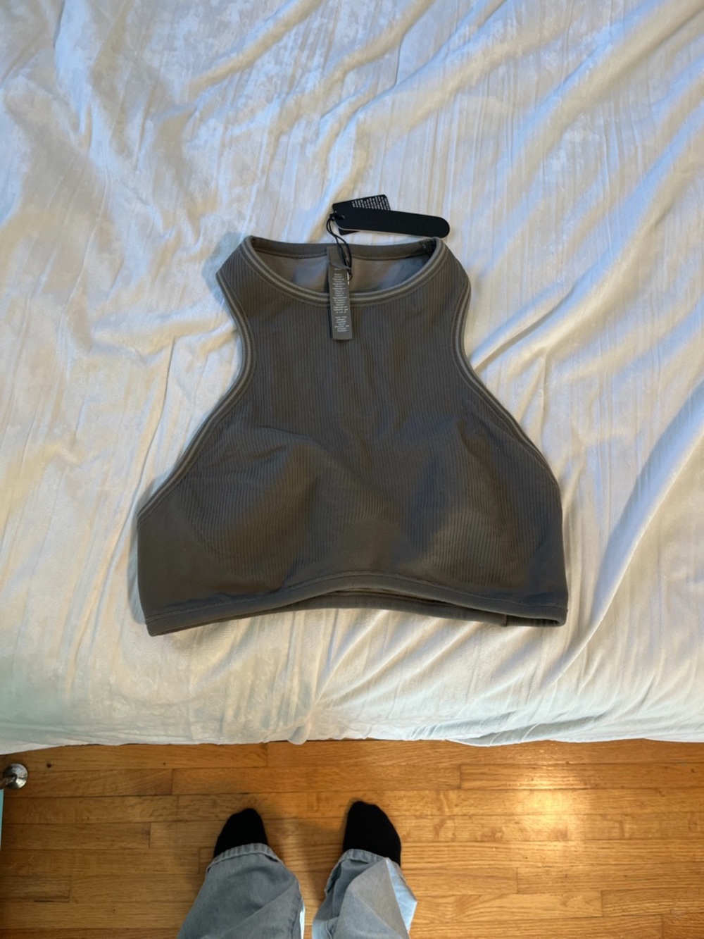 NWT SKIMS x Nike Ribbed Seamless high Neck Crop Tank Top - Phoenix truffle